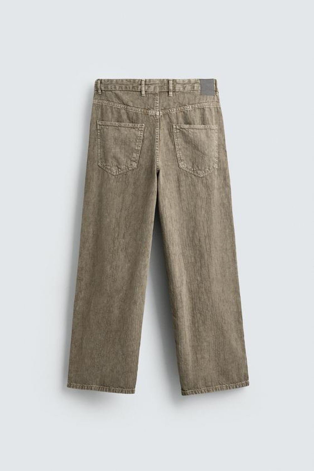 ZARA БРЮКИ BAGGY FIT С ПРИНТОМ И ЭФФЕКТОМ ПОТЕРТОСТИ, СВЕТЛЫЙ ХАКИ