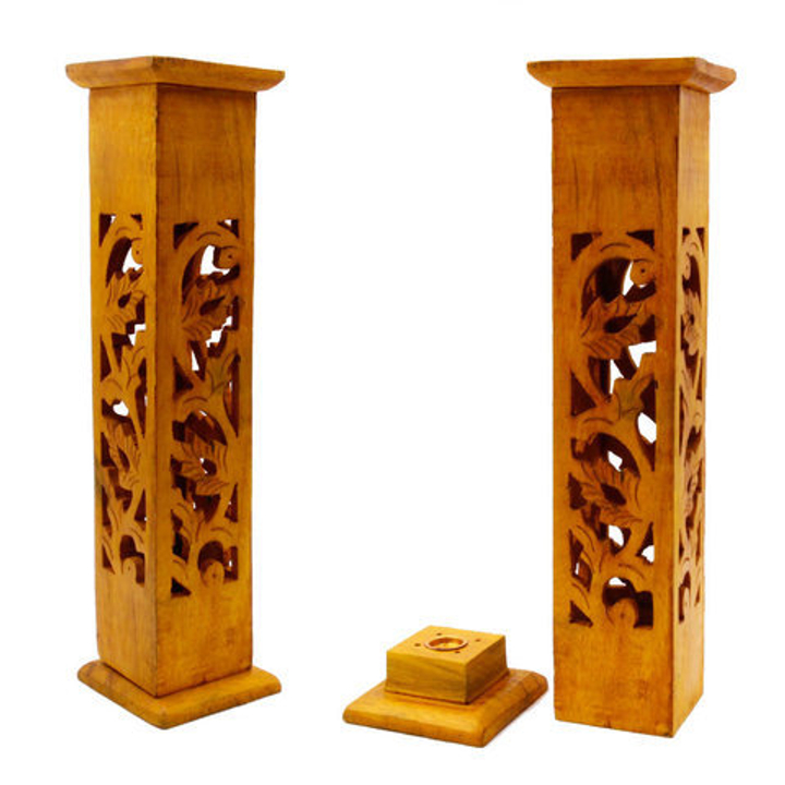 Подставка под благовония Башня, цвет желтый, дерево, 7,5x7,5x31 см