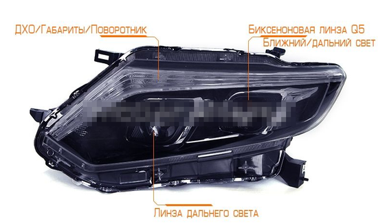 Передние фары Ниссан Х-трейл Т32 2015-2016 V5 type [Комплект Л+П; ходовые огни; биксеноновая линза; электрокорректор]