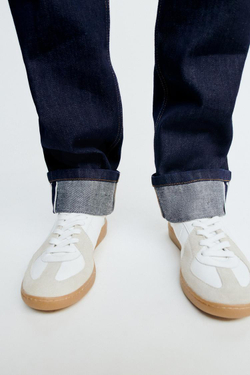 ZARA КОЖАНЫЕ КРОССОВКИ, БЕЛЫЙ