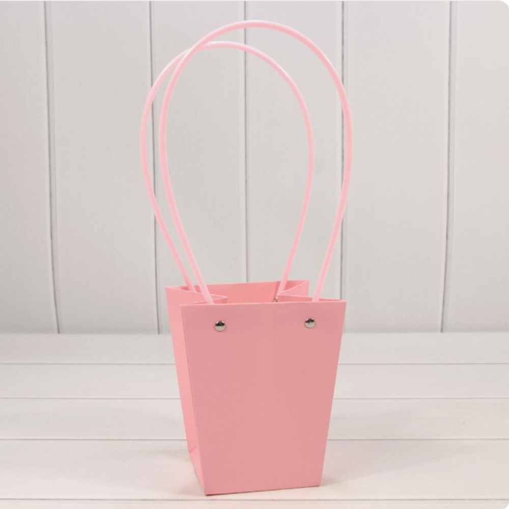Пакет подарочный 15,5х13х9,5 Ваза для цветов (Розовый)