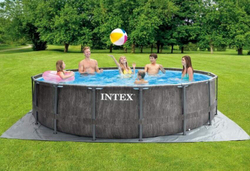 Каркасный бассейн Intex GreyWood Prism Frame 457x122 см + фильтр-насос 3785 л/ч, лестница, тент, подстилка (26742)