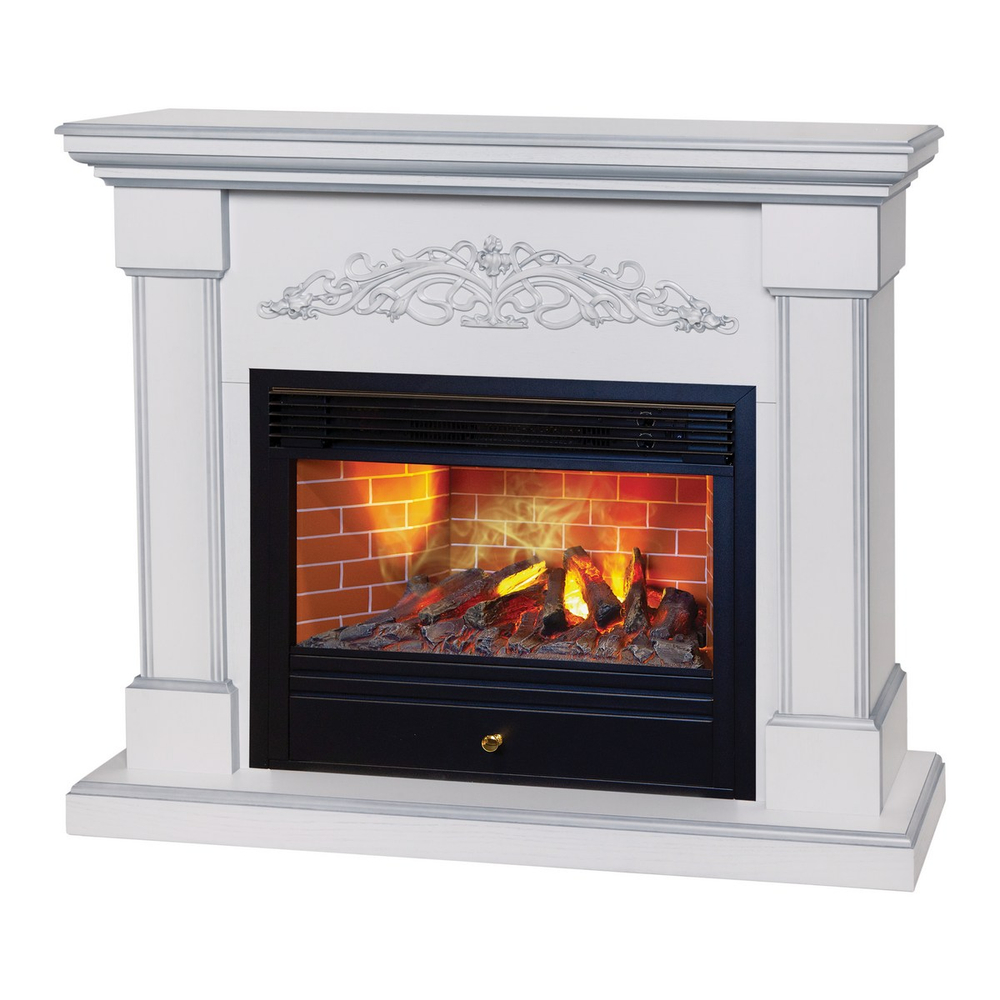 Электрокамин RealFlame Ofelia 26 WT дуб белый с серебряной патиной с очагом Novara 26