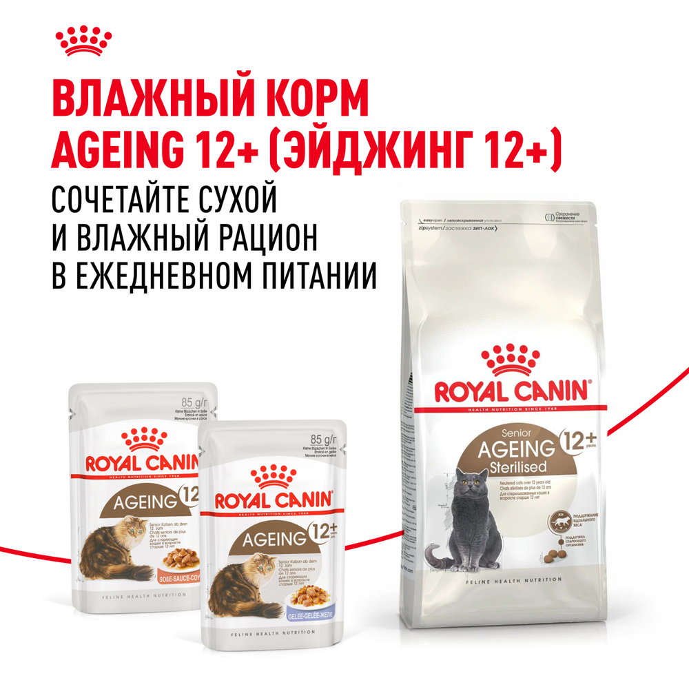 Royal Canin Ageing Sterilised 12+ Корм сухой полнорационный сбалансированный для стерилизованных стареющих кошек в возрасте старше 12 лет - 2 кг
