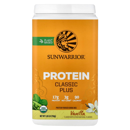 Sunwarrior, Classic Plus протеин, на органической растительной основе, ваниль, 750 г (1,65 фунта)