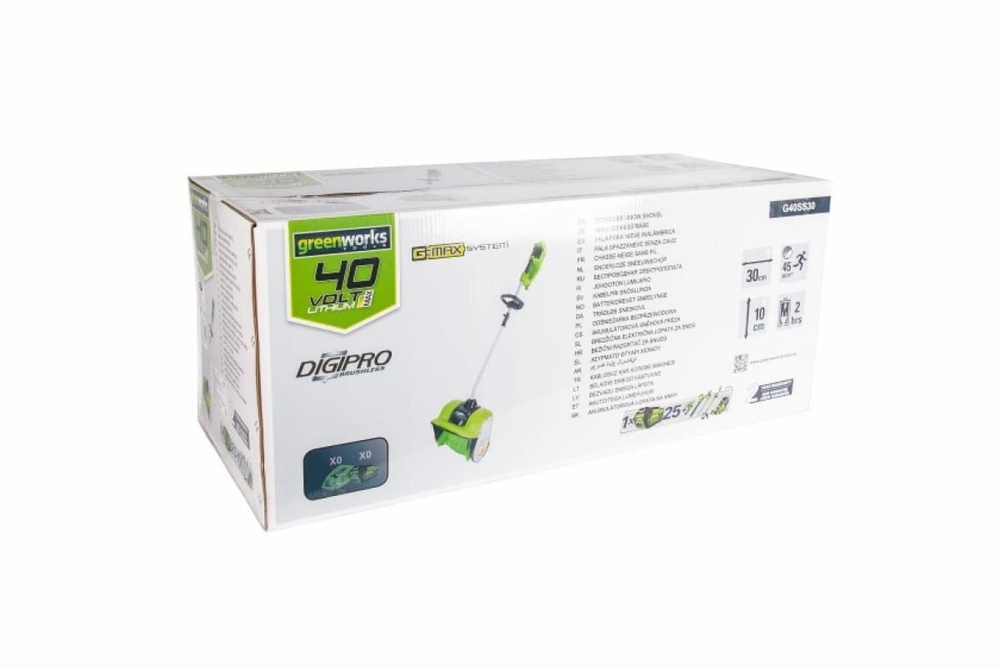 Снегоуборщик-снеголопата GREENWORKS GD40SS 40В,б/щ,30 см,без АКБ/ЗУ (2600807)
