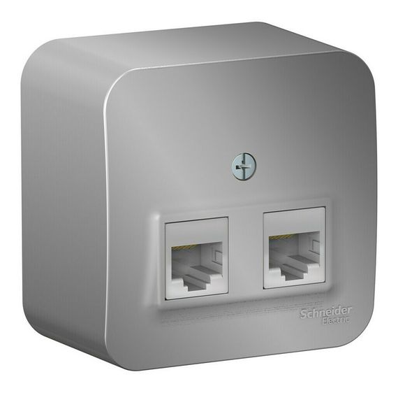 Розетка RJ45 Systeme Electric BLANCA двойная накладная алюминий 30894