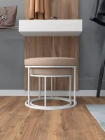 Комплект круглых банкеток - ББЕЖ - бежевое на белом