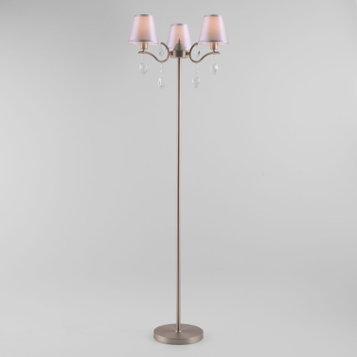 Торшер с хрусталем 01059/3 сатин-никель/прозрачный хрусталь Strotskis