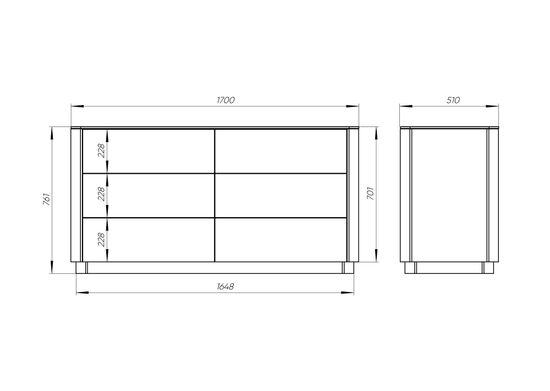 Комод Tammi 6 ящиков ширина 170 см (серо-бежевый)