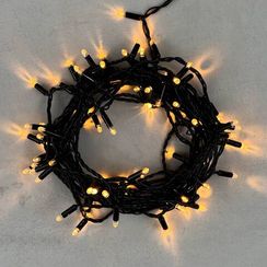 Светодиодная гирлянда с колпачком 100 экстра теплых белых LED ламп 10 м., 24В., черный провод ПВХ, IP65, LTC (PST100CAP-11-1EWW)