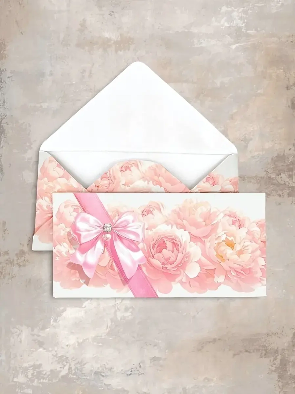 Конверт «Пионы с бантом» Cn284