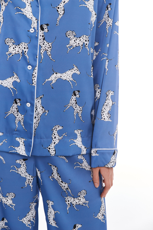 Шелковая блуза с кантом и далматинцами