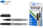 Маркер перм. 1мм. черный, наконечник овальный, корпус-серый (Basir)