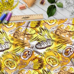 Ткань поплин хлеб, крендель и пшеница