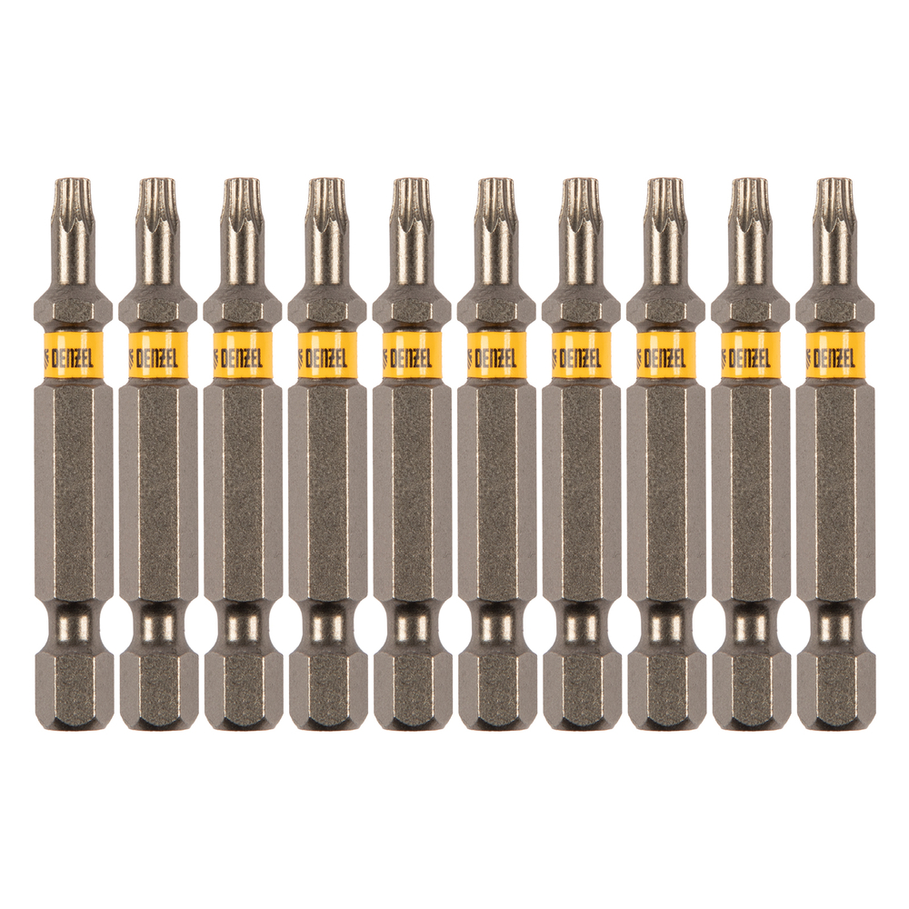 Бита TX 15х50, сталь S2, шестигранный профиль, 10 шт. Е 6,3 Denzel