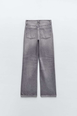 ZARA ДЖИНСЫ TRF WIDE LEG MID RISE FULL LENGTH, СЕРЫЙ