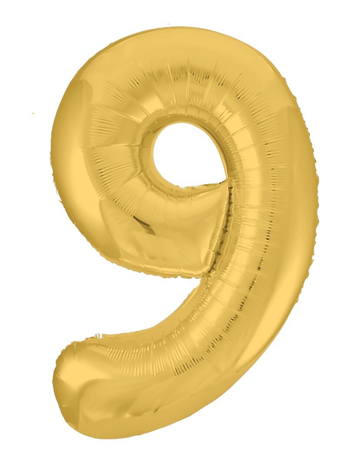 Фольгированный шар Цифра 9 Slim золото 102 см