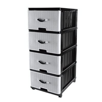 Комод 4 ящика "Панельный" 400*500*985 на колесиках, цвет черный-белый