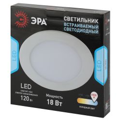 Светильник светодиодный встраиваемый Даунлайт ЭРА LED 1-18-6K/1 Slim панель 18Вт 6500К круг | Downlight