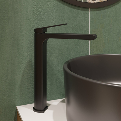 Смеситель для раковины STWORKI Ольборг S20020BK + донный клапан SD-001BK черный матовый