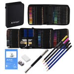 Набор художественный Alingar, 145 предм в пенале(цвет,ч/г,уголь.карандаши,маркер,ластик,наждач.блок,точилка, растирка,удлин для каран,скетчбук)