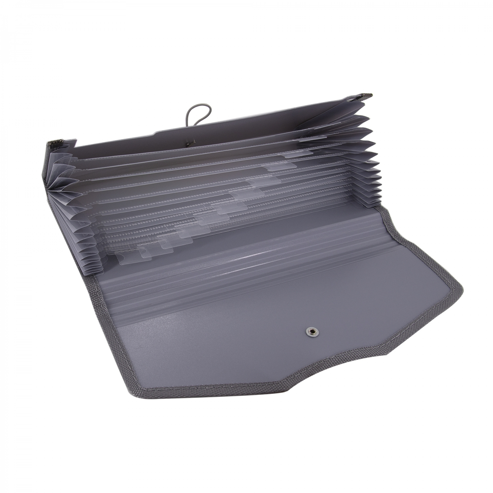 Папка-картотека Alingar, 260х140 мм, на пуговице, пластик, 900 мкм,12 отделений, серый