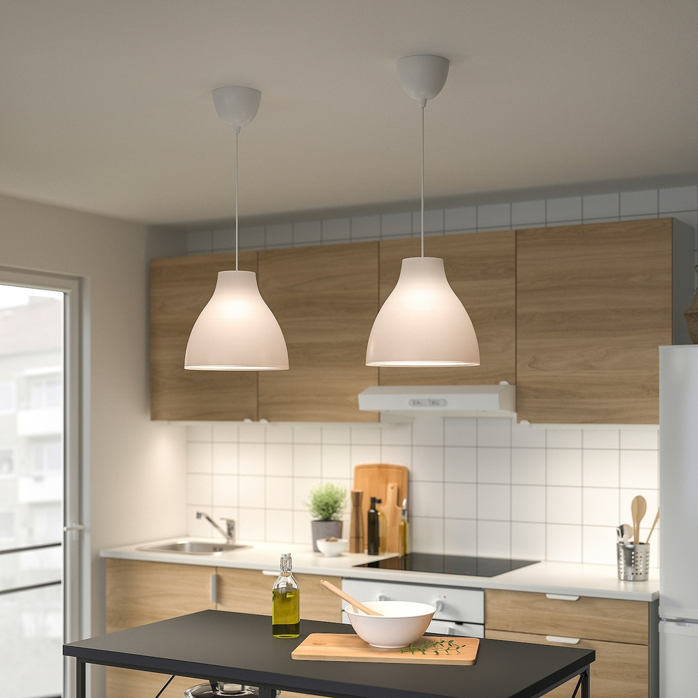 IKEA MELODI  (ИКЕА МЕЛОДИ)  -  Подвесной светильник, белый, 28 см