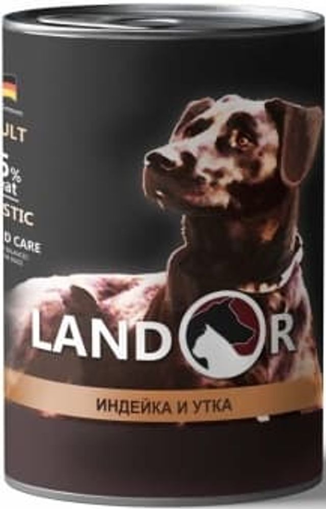 LANDOR 400г влажный корм для собак ВСЕХ пород Индейка с Уткой, ж/б