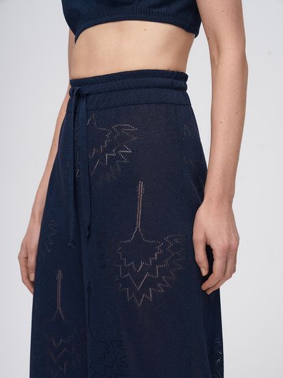 Женские брюки темно-синего цвета из вискозы - фото 4