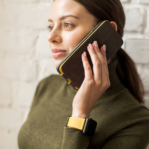 Чехол для iPhone XS Max из натуральной кожи теленка, желтого цвета