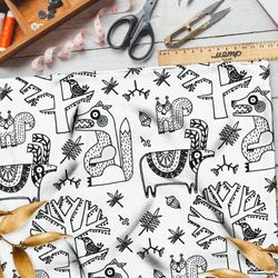 Ткань сатин лесные сказочные звери