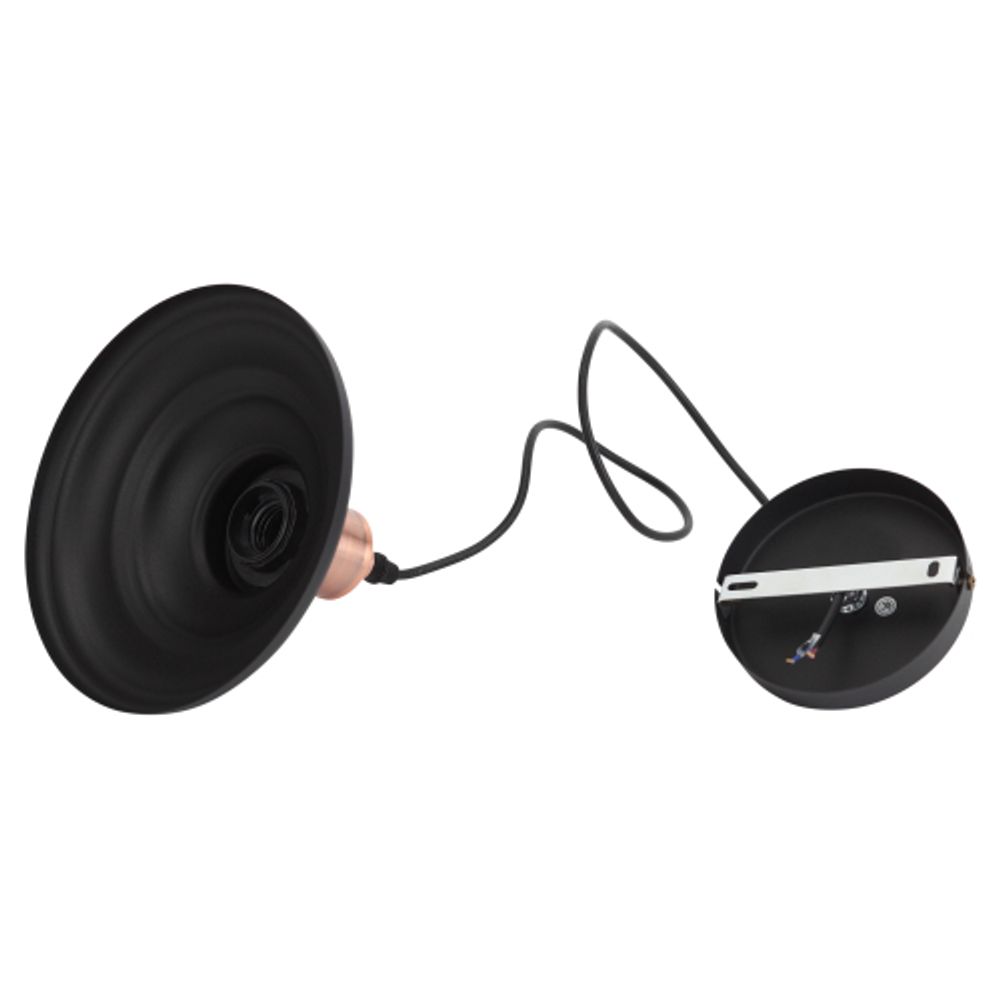 Светильник подвесной (подвес) ЭРА PL4 BK/RC металл, E27, max 60W, высота плафона 80мм, подвеса 800мм, черный/медь | Подвесы в стиле LOFT