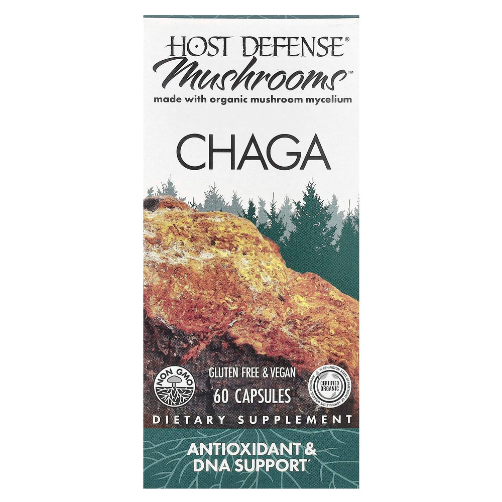 Host Defense, Mushrooms ™, чага, 60 капсул (0,5 г в 1 капсуле)