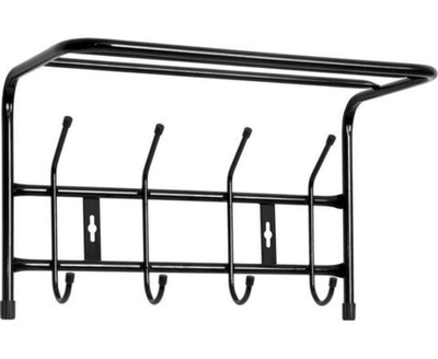 Вешалка настенная с полкой (4 крючка) 405 х 265 х 245 мм черный вп4/ч "ника"