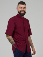 Бордовая мужская рубашка-китель "Мир" для повара и кондитера NVDesign