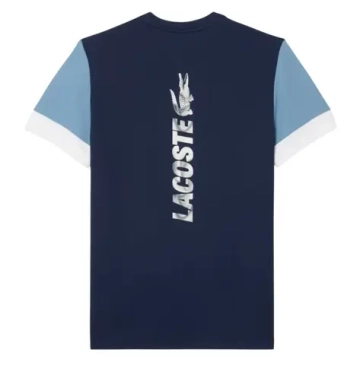 Мужская теннисная футболка Lacoste Sport Printed Colour-Block - navy blue/blue/white