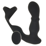 Черный силиконовый вибромассажер простаты 19см с эрекционным кольцом и пультом ДУ PipeDream Anal Fantasy Ass-gasm Slide & Glide Prostate Stimulator with Remote 4795-23