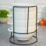 Набор бульонниц 4 предмета 650мл на подставке, 202478