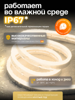 Неоновая светодиодная лента PJShop 4м, 8х16мм, 220В, IP 67, гибкий неон, синий, кратность реза 10 см