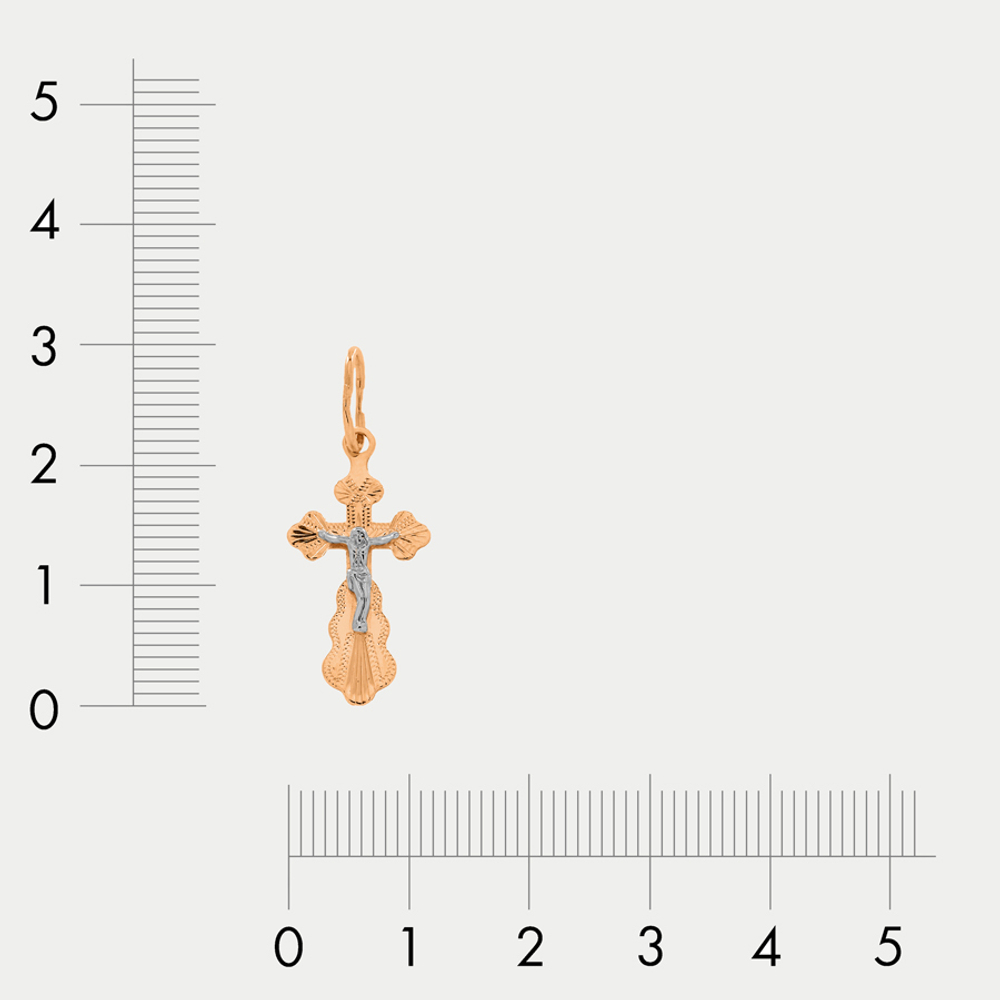 Крест женский православный из розового золота 585 пробы без вставок (арт. 74247)