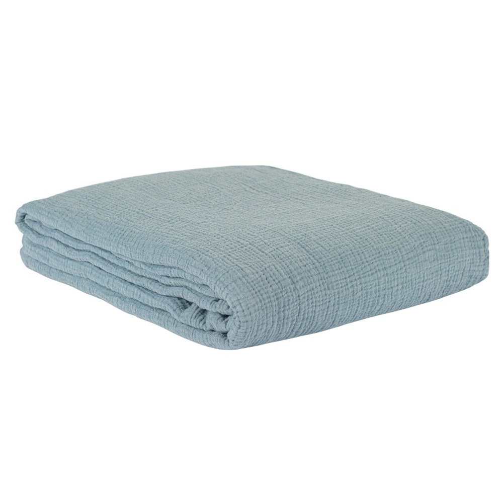 Покрывало из жатого хлопка джинсово-синего цвета  из коллекции essential, 230х250 см