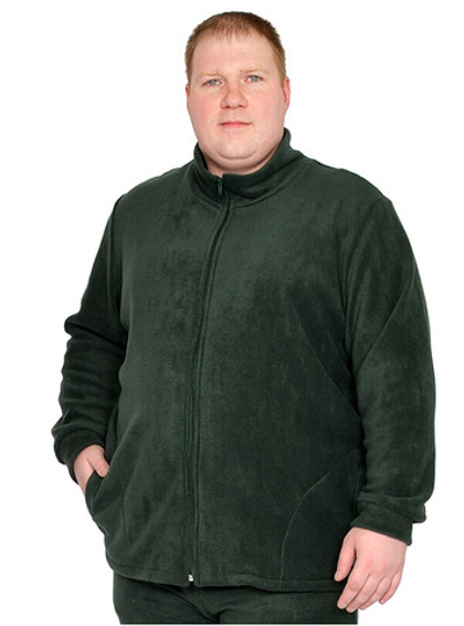 Толстовка с молнией, флис темно-зелёный