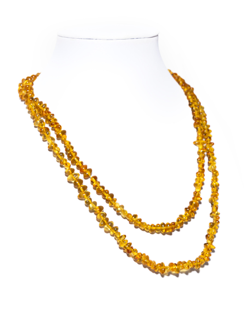 Длинные бусы из янтаря натуральные женские, длина 100 см.