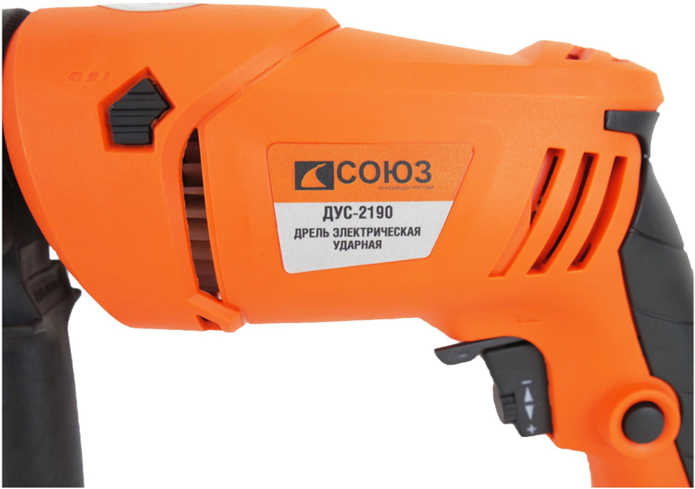 Ударная дрель СОЮЗ ДУС-2190, 900 Вт, без аккумулятора синий