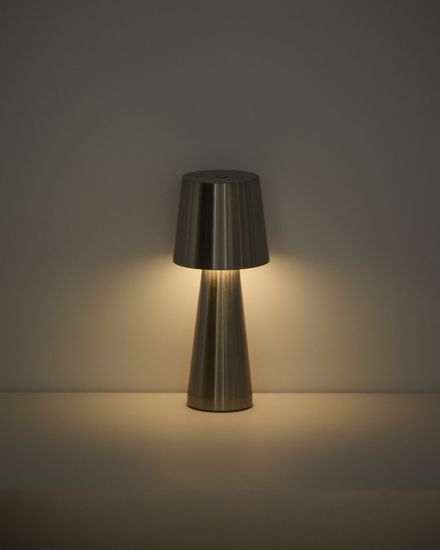 Настольная лампа Arenys малая из металла с блестящей серебристой отделкой