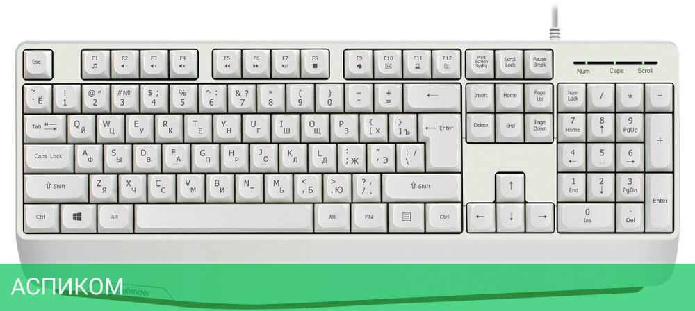 Клавиатура Defender Atom HB-546 белый (45547)
