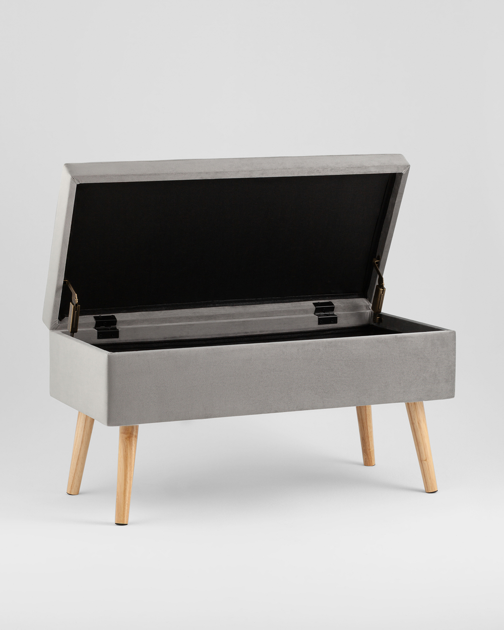 Банкетка Сторми с ящиком, велюр серый