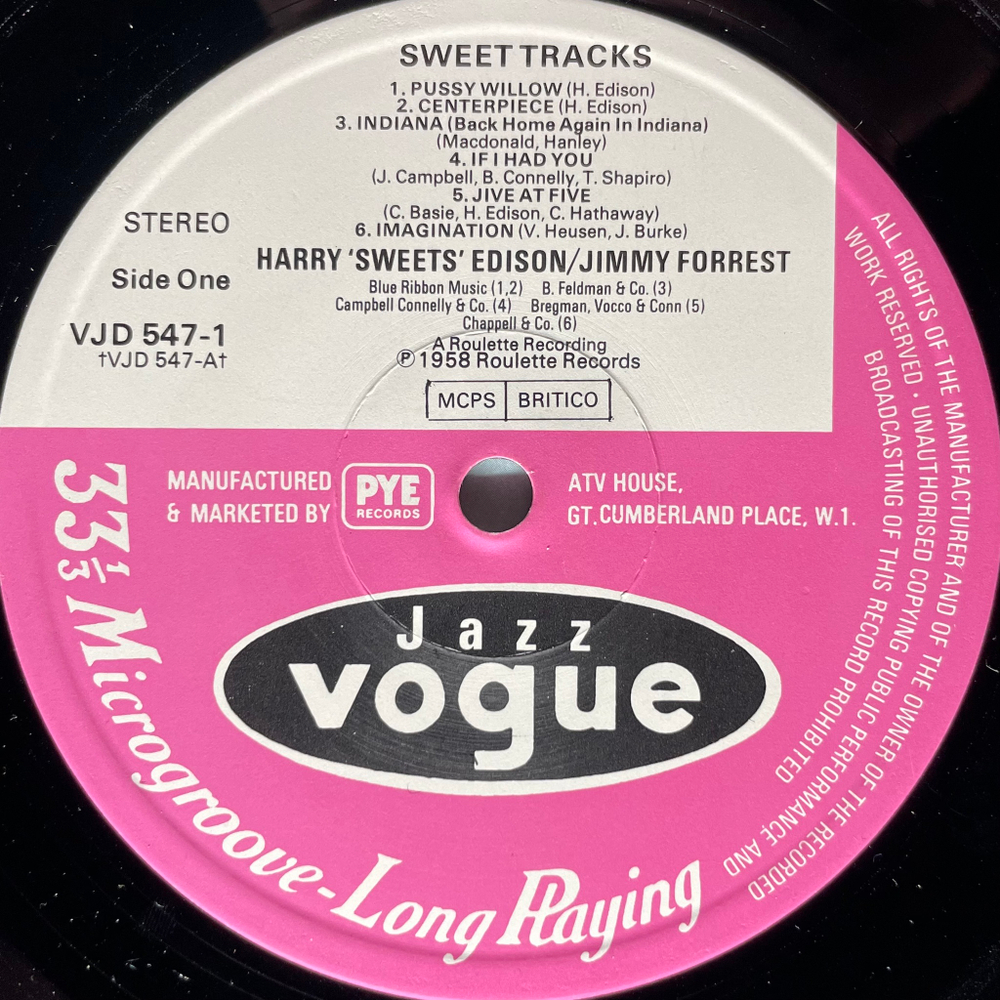 Harry 'Sweets' Edison & Jimmy Forrest ‎– Sweet Tracks 2LP (Англия 1978г.)