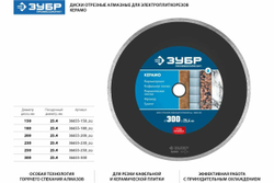 Алмазный отрезной сплошной диск ЗУБР Профессионал Керамо-25 180 мм, по граниту, мрамору, плитке 36655-180_z02